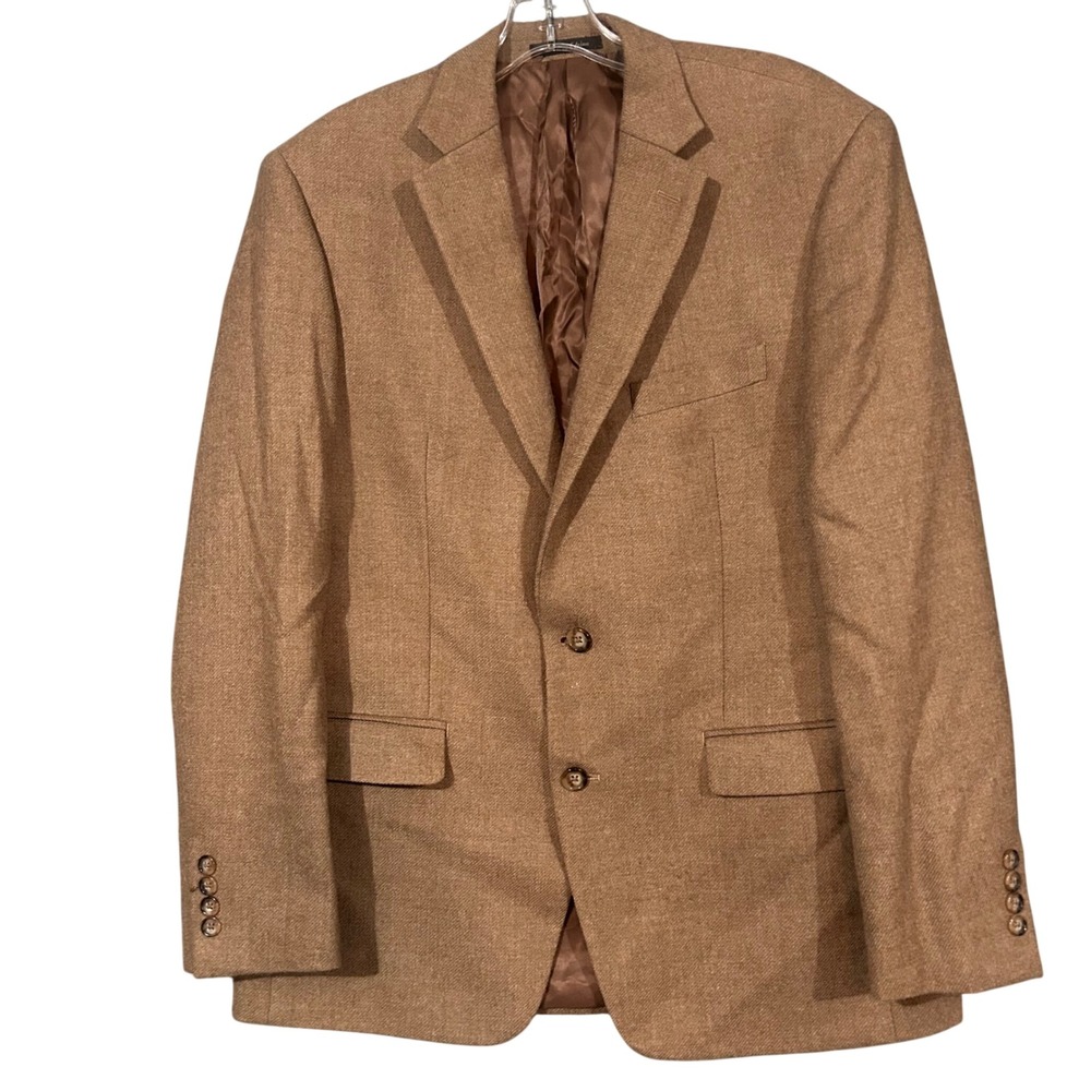 Lauren Ralph Lauren Mens 40R Tan Wool Blend Herringbone Blazer Sport Coat